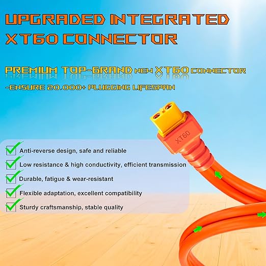 XT60 to Solar Connector Cable 10FT/16.4FT/25FT 12AWGXT60 Extension Cable for ECOFLOW River and Delta Series BLUETTI EB55 Power Station Solar Panel (16.4FT/5M)