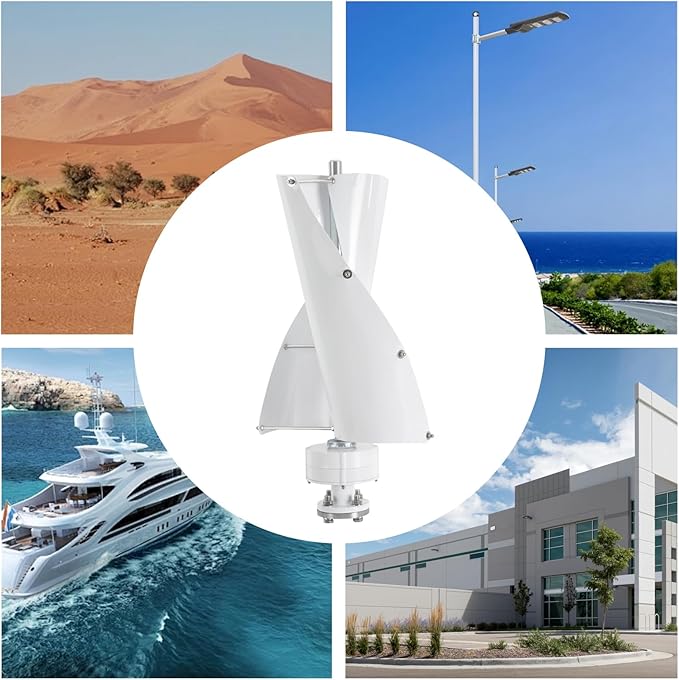 Wind Turbine 100W 42.65ft/s Vertical Axis Wind Turbine Generator Home Windmill Kit Hybrid Wind System with Controller for Home Business Industrial Energy Supply (100W 12V White)