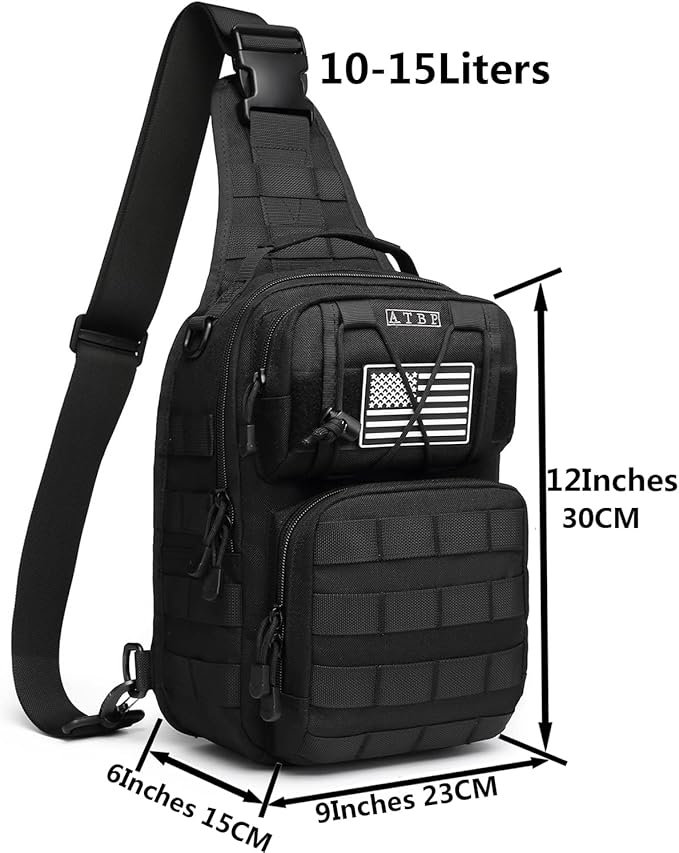 ATBP Tactical Sling Backpack Bag Pack for Men Military One Strap Shoulder Backpack Crossbody Bag With Holster 10 Liters