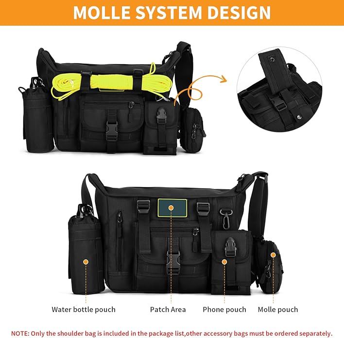 HUNTVP Messenger Bag Tactical Messenger Bag Men Canvas Shoulder Crossbody Military Laptop Bag for Work Outdoor Camping Hiking