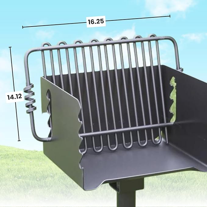 Pilot Rock CBP-135 Charcoal Grill Park Style Outdoor BBQ Camping Grill with Swivel