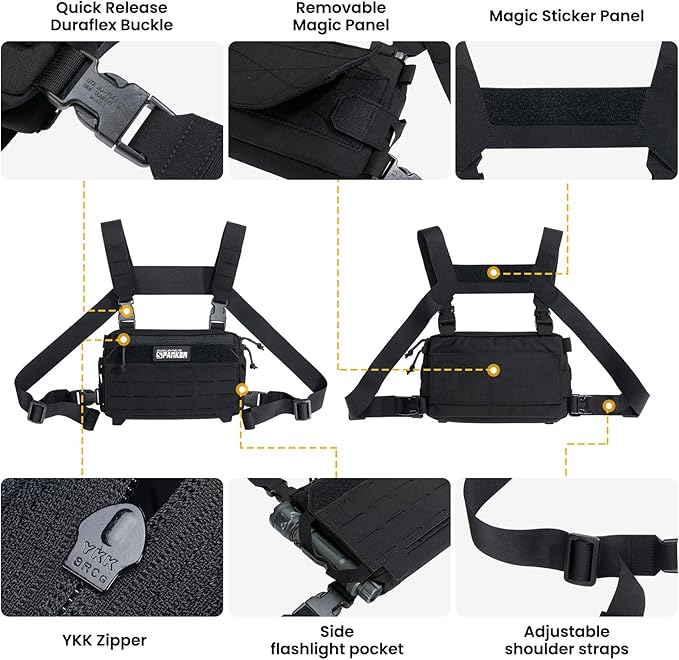EXCELLENT ELITE SPANKER Tactical Chest Rig Pack EDC Chest Bag Molle Utility Chest Pouch for Outdoor Hunting Workouts Hiking