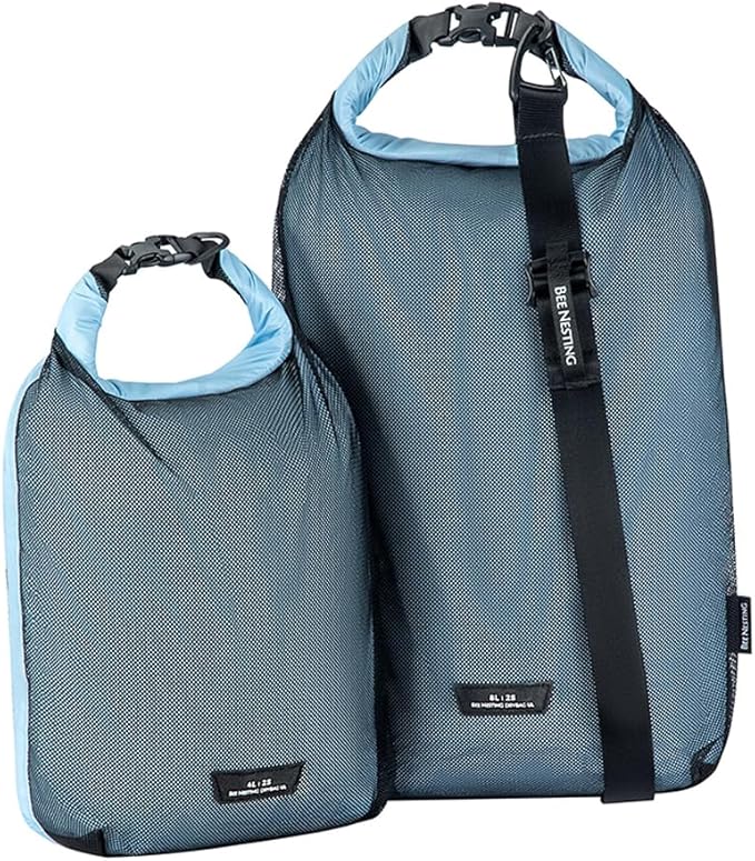 Bee Nesting Waterproof dry sack Lightweight Dry Bag Soft and comfortable stuff sacks for backpacking Rafting Boating Camping (Dark bule 4L 8L)