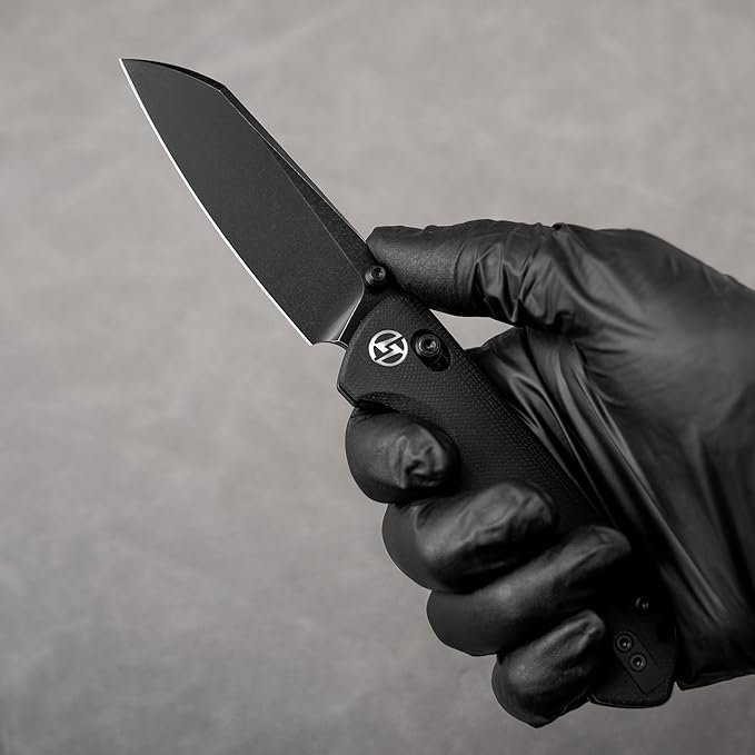 G062 Folding Knife for EDC 14C28N Steel Blade Pocket knife Crossbar Lock Knife for Outdoor Survival Hunting and Camping 3.53oz(Black+Black Coating)