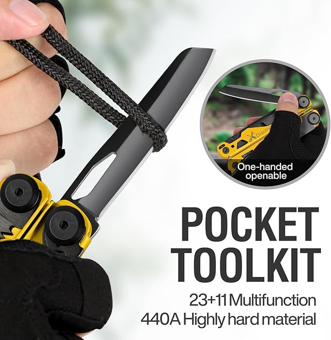 MIAOKE Multitool 23 in 1 with Premium Gift Box Screwdrivers Saw Screwdrivers Bottle Opener Pliers Camping Knife Cool Gadgets for Men Best Gift for Boyfriend Son Dad Him Husband (Yellow)