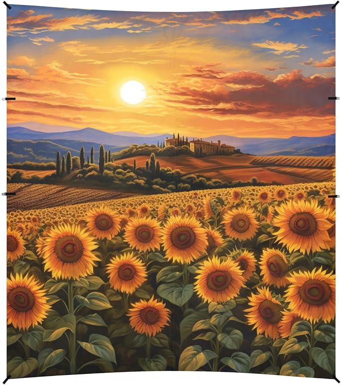 ALAZA Tuscany Sunflowers Beach Tent Sun Shelter Portable Canopy Sunshade for Outdoor Camping Picnics Backyard Fun 10x9 ft