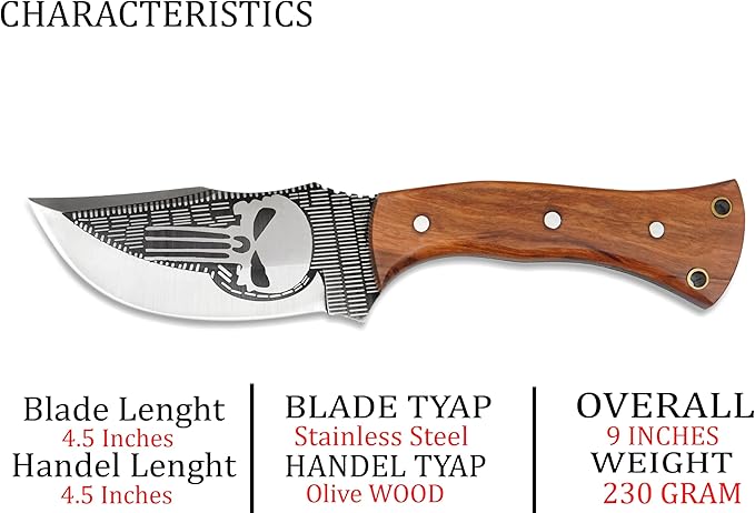 Fixed Blade Knife – Tracker Hunting Knife With Sheath - Tactical Survival Knife For Men - Full Tang High Carbon Steel -