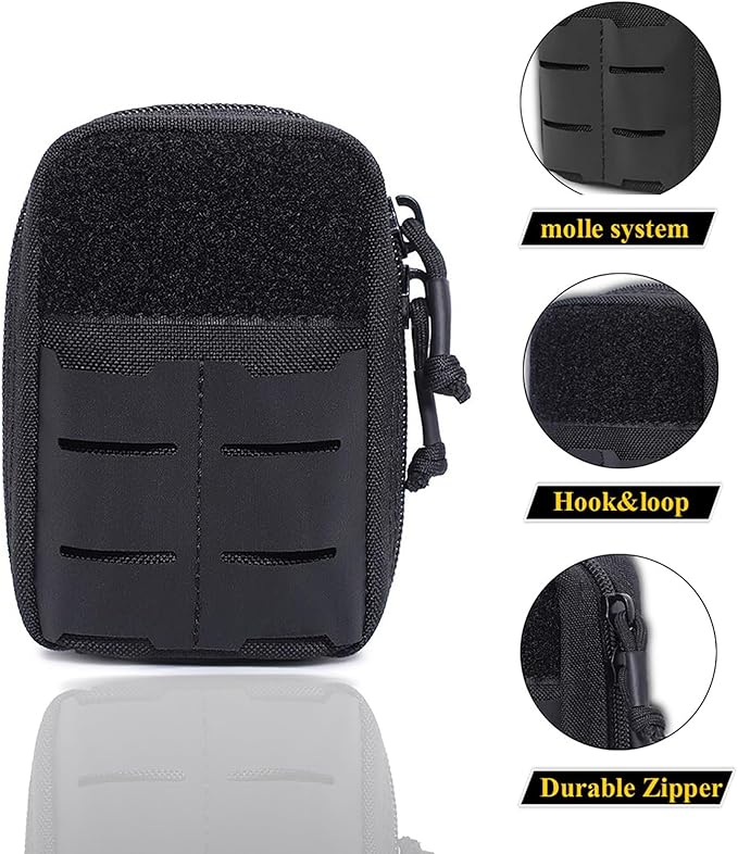 Tactical Molle Pouch Compact EDC Tool Pouch Bag Outdoor Men's Utility Waist Pack 2 Zipper Flip-Open(Khaki)