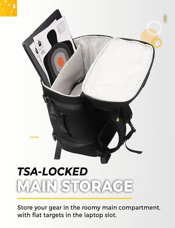 TradeSmart Range Backpack for Handguns Ammo &amp Shooting Gear with 3 Lockable Compartments Ear &amp Eye Protection Kit Optional