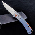 EDC Pocket Knife for Men D2 Blade Satin Finish G10 handle Thumb Stud Manual Open Camping Folding Knife for Outdoor Fishing (blue)