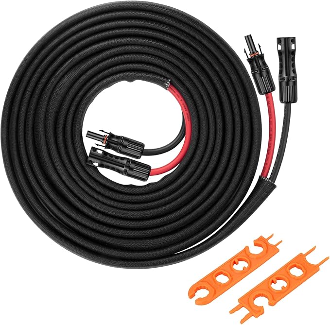 30FT 8AWG Solar Panel Extension Cable with Female &amp Male Connectors Solar Cable for Solar Panels Charge Controllers and Solar Generator (30FT)