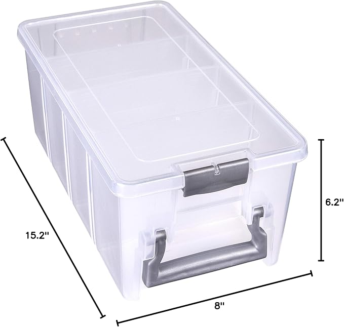 Best Kept Semi Satchel with Removable Dividers Stackable Home Storage Organization Container Clear with Sliver Latches and Handle