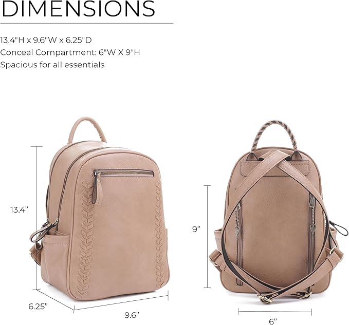 JESSIE &amp JAMES Women's Large Multi Compartments Fashion Concealed Carry Backpack|TP