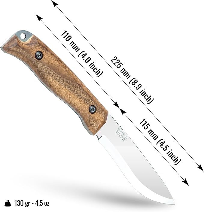 BPSKNIVES HK1 CSH - Handmade Carbon Steel Knife - Fixed Blade Full Tang Hunting Camping Bushcraft Knife With Leather Sheath - Scandinavian Sharpening Camp Knives