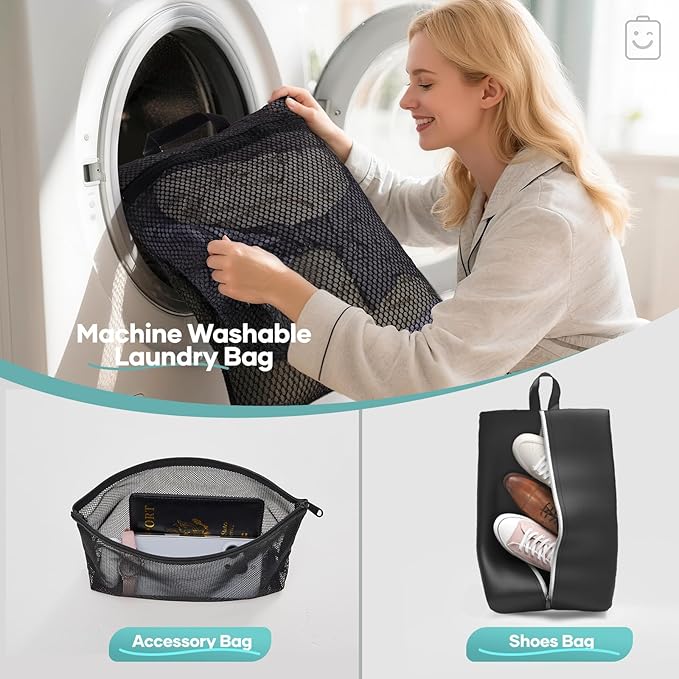 Veken 9/11 Set Compression Packing Cubes for Travel EssentialsCompressible Expandable Large Luggage Suitcase Organizer Bags for ClothingDurable Space Saver Storage Bags with Toiletry Bags(Black)