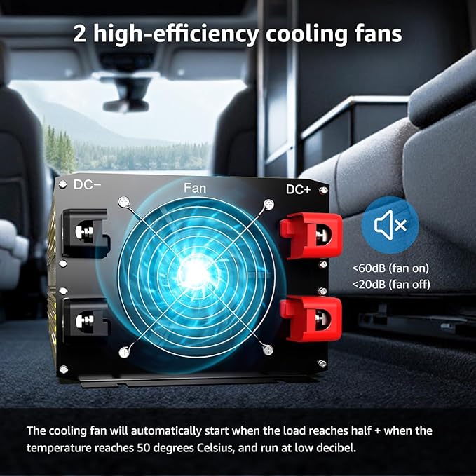 XWJNE 4000W Pure Sine Wave Power Inverter 12V DC to 120V AC Converter with LED Display and Remote Controller for Home RV Truck Off-Grid Solar Power