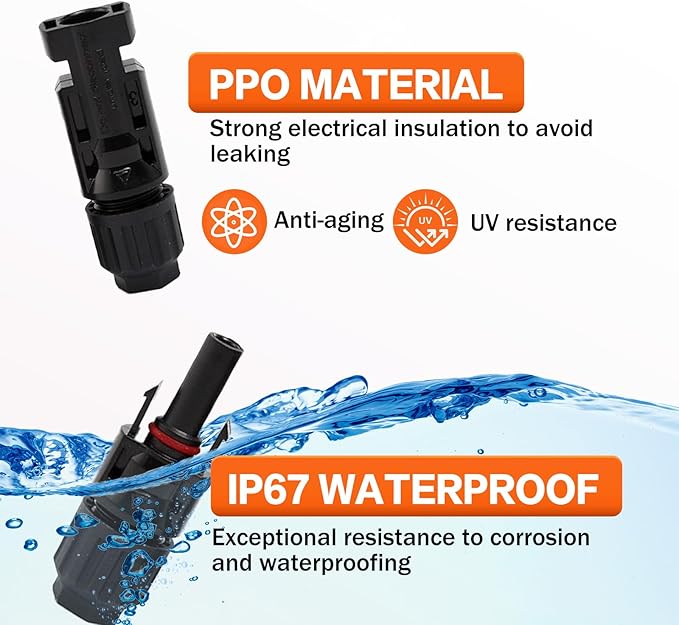 Solar Crimping Tool Kit for Panel Connectors - a Crimper 10 Pairs of Solar Wire Connectors 2 Pairs of Spanner Wrench for Solar Cable