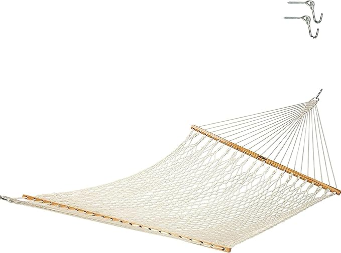 Original Pawleys Island 13OC Original Deluxe Cotton Rope Hammock with Free Extension Chains &amp Tree Hooks Handcrafted in The USA Accommodates 2 People 450 LB Weight Capacity 13 ft. x 55 in.