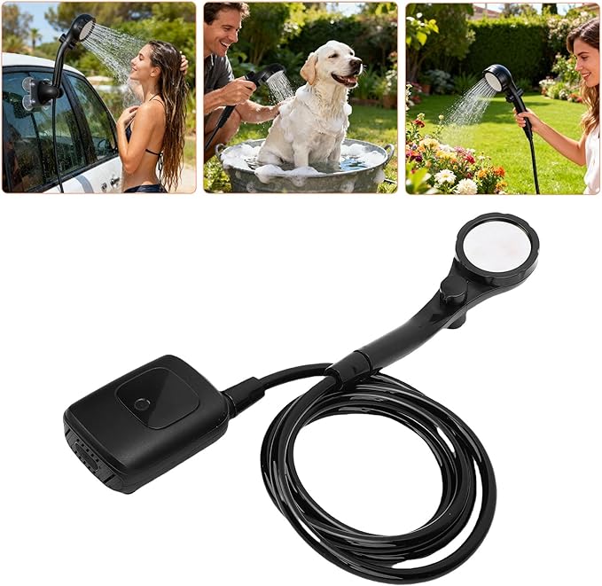 Portable Shower 4 Spray Modes Rechargeable Camping Shower with LED Display and 2400mAh Battery for Hiking RV Travel Car Washing Pet Bath