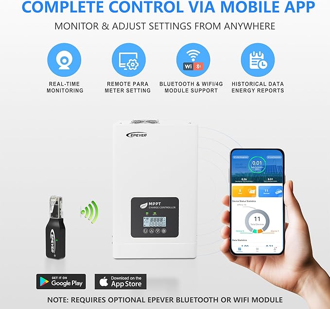 Epever 80A Mppt Solar Charge Controller Max PV 250V Input TEP Series 12v/24v/48v Battery System Works with Lifepo4 Batteries
