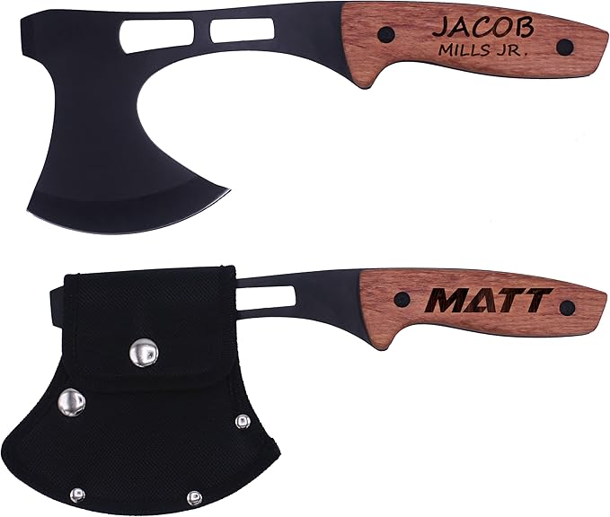 The Wedding Party Store Personalized Engraved Wood Hand Axe - Engraved Monogrammed Tomahawk Hatchet - Fathers Day Valentines Birthday Gift for Him