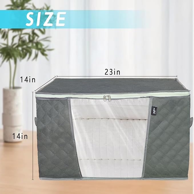 WFK handbag 4-piece set foldable thick fabric storage bag used for organizing bedrooms wardrobes and wardrobes Can store clothes blankets plush toys gray
