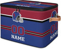 Custom Storage Bins with Zipper Lid Football Personalized Foldable Storage Baskets Closet Shelf Clothes Organizer Cube with PU Leather Handles