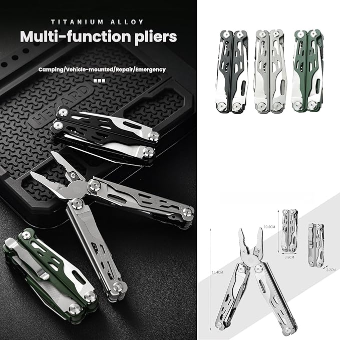 Multitool 20-in-1 Full-Size Lightweight EDC Tactical Gear Camping Knives &amp Tools Gift Ideas for Men Equipment for Emergencies Hiking and Outdoor Camping Multi-Purpose Pliers (Black)