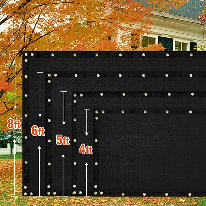 iCover 4x12ft Privacy Screen Fence Outdoor Fencing Panels Garden Windscreen Mesh Shade Sail Net Barrier Fence Privacy Screen Reinforced Bindings and Brass Grommets Cable Zip Ties Black