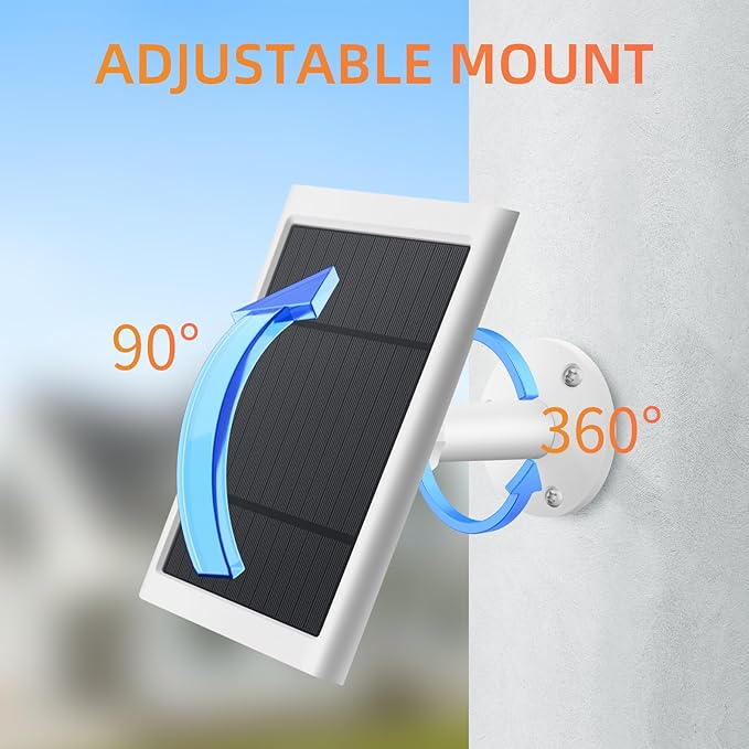 Solar Panel for Ring Camera 4W Solar Charger Compatible with Rings Spotlight &ampStick Up Outdoor Cam Battery 10ft Long Cable with USB-C to Ring Barrel Plug Adapter