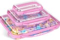 3 Pack Pink Extra Large Zippered Hard Shell PouchClear Plastic CaseHard Sided Case for Storage BagsPortable Waterproof Diaper Bag Cosmetic Bag(3 Pcs-XL+L+S)