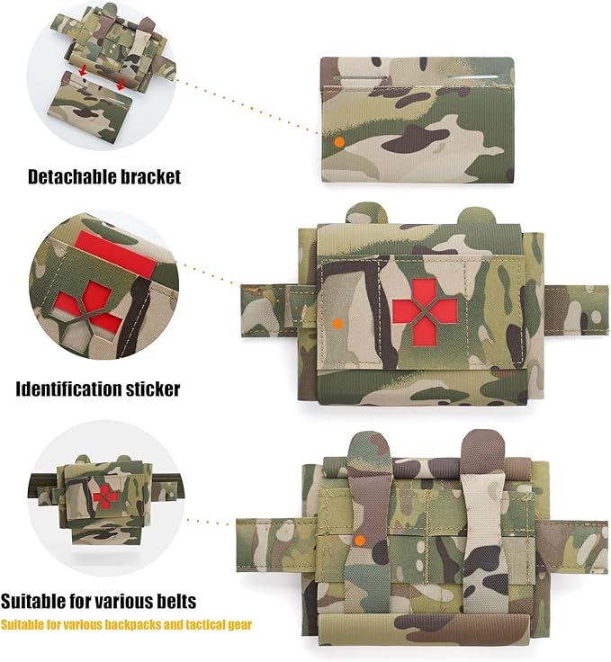 Mini IFAK Med Pouch Rapid Deploy MOLLE Medical First Aid Kit Micro Trauma Pouch Compatible with Vest Backpack Belts