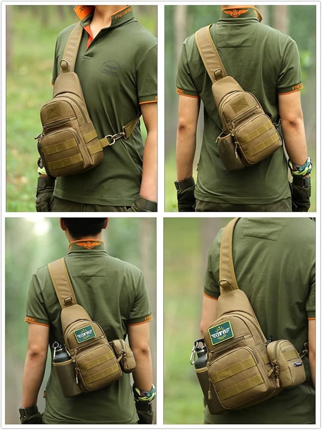 UNISTRENGH Tactical Sling Bag Chest Pack Molle Daypack iPad Mini Military Shoulder Bag Crossbody Duty Gear Backpack (ACU Camouflage)