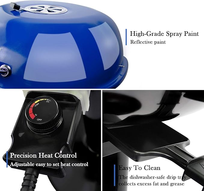 Electric BBQ Grill Techwood 15-Serving Indoor/Outdoor Electric Grill for Indoor &amp Outdoor Use Double Layer Design Portable Removable Stand Grill 1600W