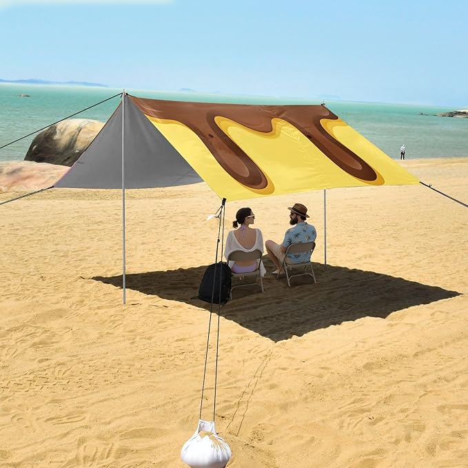 ALAZA Cute Ice Cream Beach Tent Sun Shelter Portable Canopy Sunshade for Outdoor Camping Picnics Backyard Fun 10x9 ft