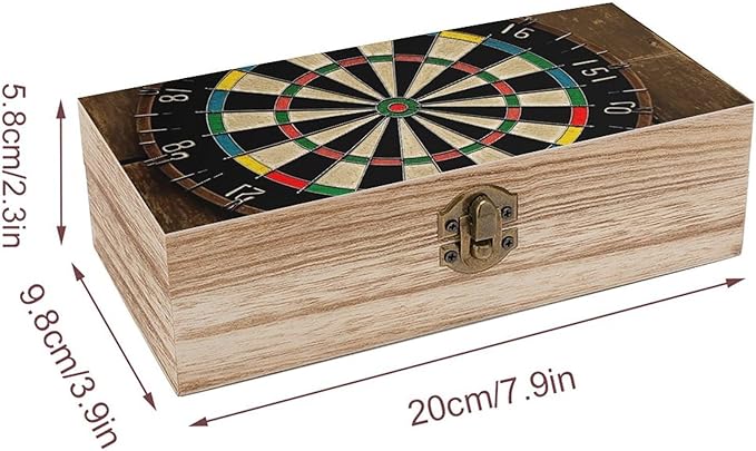 Wood Storage Box with Lid Dart Board Wooden Box Storage Box For Home Decoration Perfect for Souvenirs