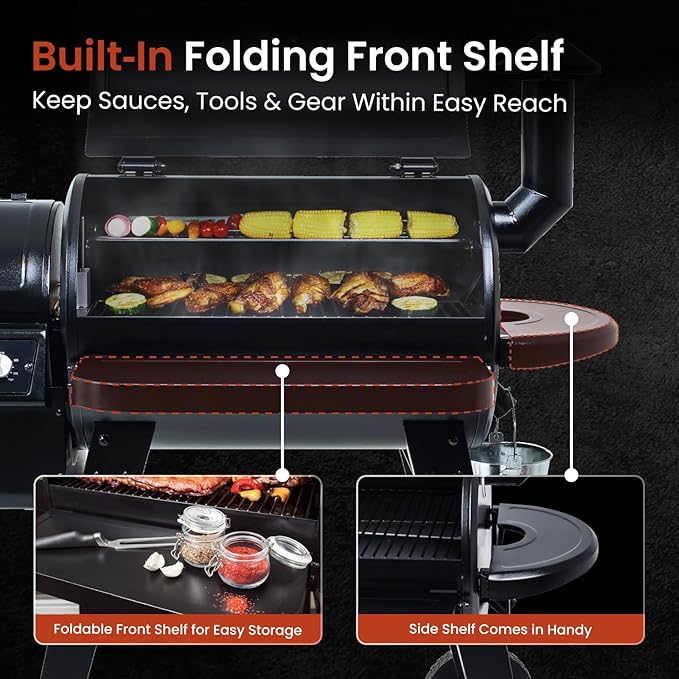Z GRILLS ZPG-450A Wood Pellet Grill &amp Smoker with PID V3.0 Controller 459 Sq in Cook Area Meat Probe Foldable Shelf 8 in 1 BBQ Grill Outdoor Auto Temperature Control Black