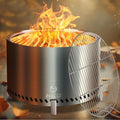 HGD 28 Smokeless Firepit with Stand &amp Grill Rack Large Stainless Steel Wood Burning Fire Pit for Friends &amp Family Gatherings Secondary Combustion Outdoor Patio Stove for Garden BBQ &amp Bo