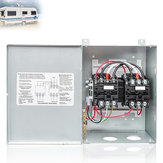 RV 50 Amp Transfer Switch Automatic Transfer Switch for RV Speedboats Home Standby PD52 Power Supply 120/240 Volt Dual Protection