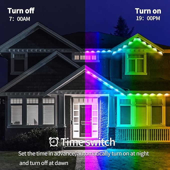 Yocrostar 150ft Permanent Outdoor LightRGB Eaves LightsDIY Scene Modes IP68 Waterproof Outdoor Under Eave Lightingled Lights for DecorGarden DecorHouseParty