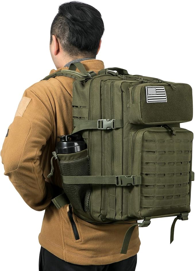 QT&ampQY 25L/45L Military Tactical Backpack For Men Molle Daypack 3 Day Bug Out Bag Hiking Rucksack With Bottle Holder