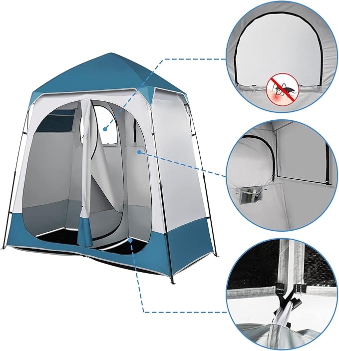 Pop Up Shower Privacy TentOxford Double Dressing TentPortable Shelter Changing Shower Room for Camping Dressing Room
