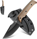 Purple Dragon Fixed Blade Knife - Full Tang Hunting Knife Forged from a Single Piece of D2 Steel - Camping Knives with G10 Handle and Kydex Sheath - Outdoor Gift for Men - Brown