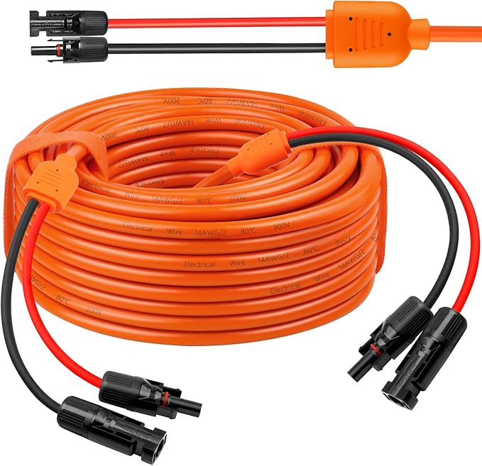 14 Gauge Solar Extension Cable 40FT 10AWG Solar Panel Cable with Female and Male Connectors 14AWG Red &amp Black Main Solar Wires Heavy Duty Outdoor Power Cord for RVPhotovoltaic Systems Generat