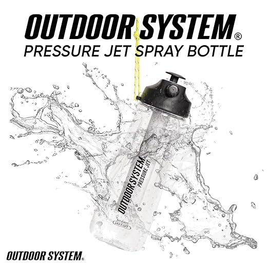 Outdoor System Pressure Jet Spray Bottle 700ml 24oz Portable Personal Water Bottle Spray Mister w/Jet Shower or Mist Settings Hand Body Wash Camp Shower Face Mister Beach Gym Camping Boating