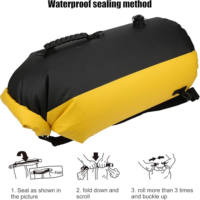 60l Dry Bag Double Air Nozzle Water Proof Backpack Electrostatic Adsorption Dry Storage Bag Backpack with Shoulder Strap for Travel Swimming Boating Kayaking