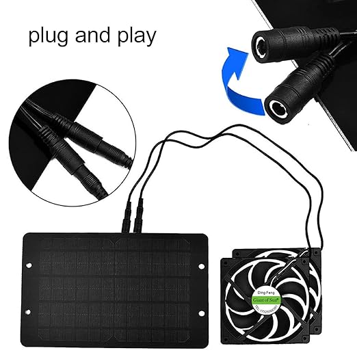 10W DC 12V Solar Powered Exhaust Dual Fan Outdoor Solar Panel Power Mini Ventilator for Home Attic Greenhouse Shed Pet Dog Chicken House Cooling