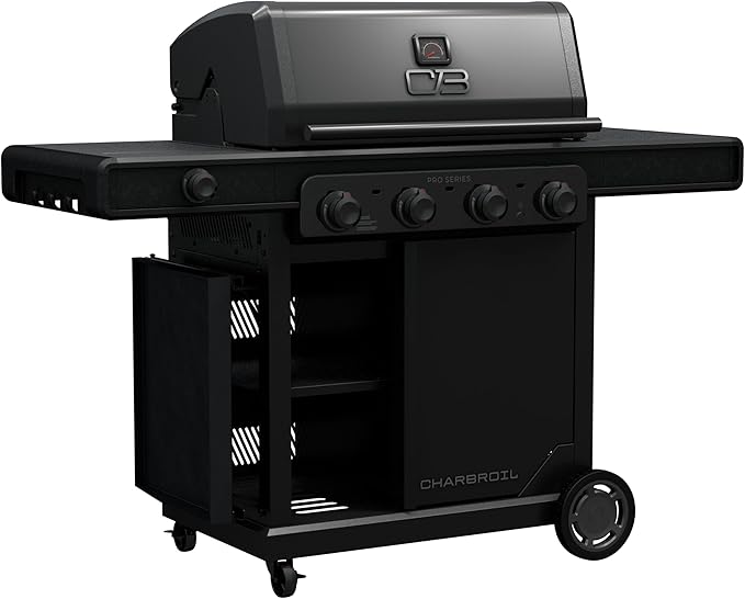 Charbroil Pro Series with Amplifire Infrared Technology 4-Burner Propane Gas Grill Cabinet with Side Burner Black - 463281024