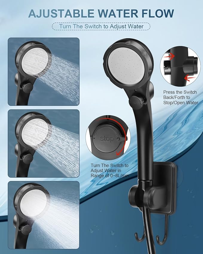 AUTOPkio Portable Camping Shower 6000mAh Rechargeable Camp Shower Pump with USB Cable &amp Electric Outdoor Shower Head Sprayer for Camping Hiking Pet Bathing Washing