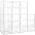LXLXXL 18 Pack Storage Bins with Lids Plastic Storage Containers with Magnetic Door 19 Qt Stackable Clear Storage Box for Home Office Organizing